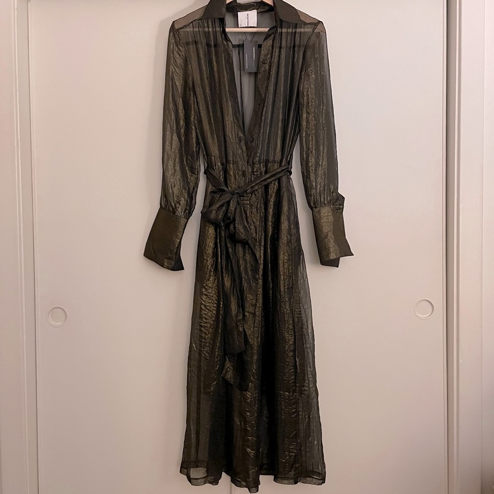 Sheer + metallic dress - M